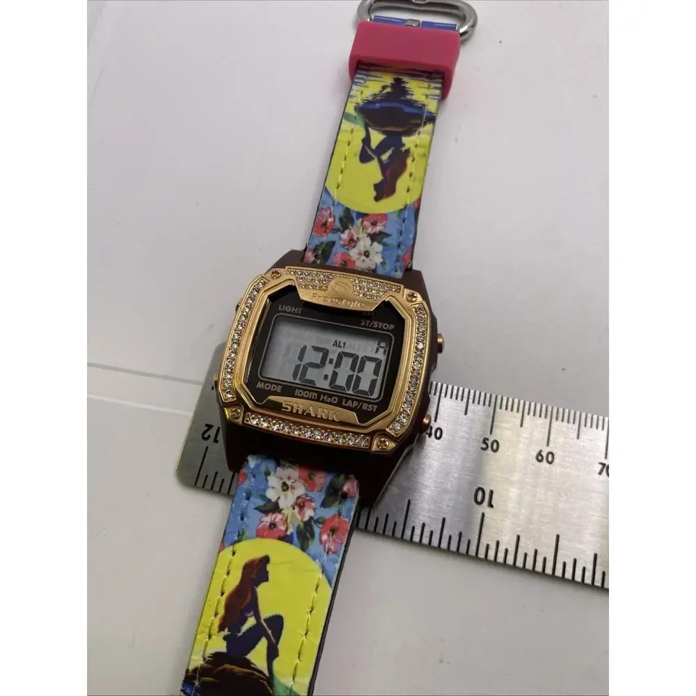 Freestyle Shark Rosegold Rhinestone Mermaid Flora Band Surfing Watch New Battery